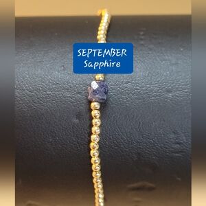 September Sapphire Birthstone Bracelet Gemstone/18K Gold-plated Beads